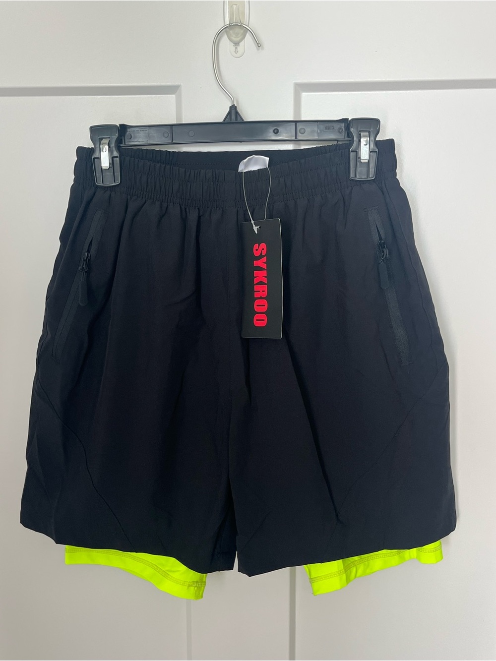 Men’s Black Athletic Shorts with Neon Liner